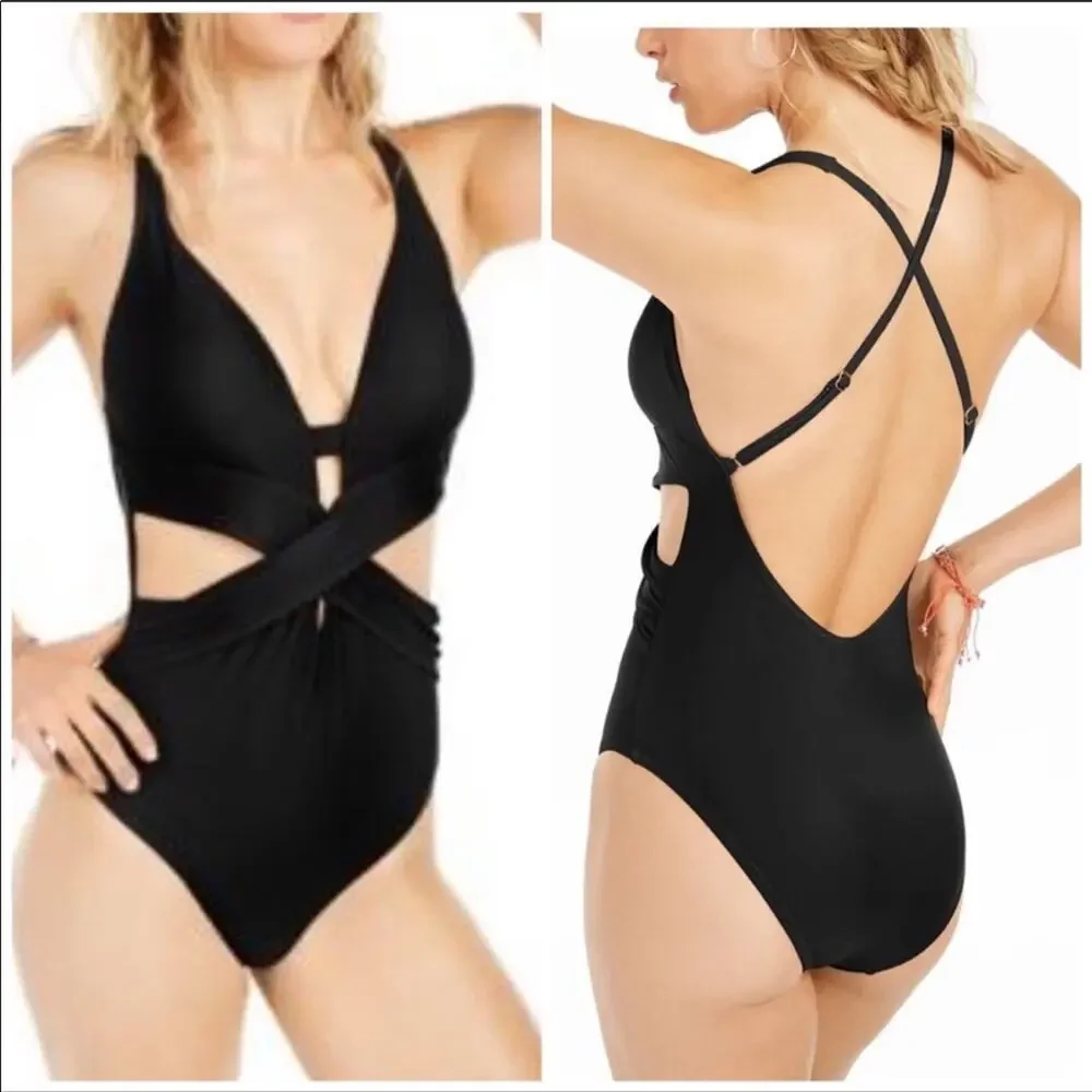 Bar III black wrap around one piece swimsuit